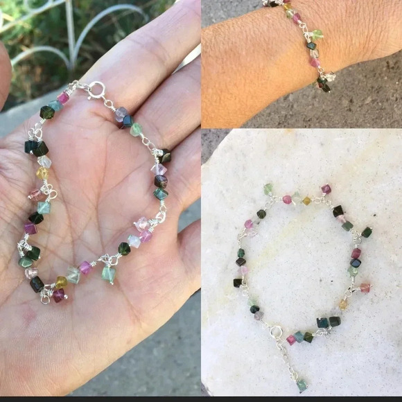Tourmaline Bracelet,Wedding Bracelet,Colorful Bracelet,October Birthday - Picture 2 of 4